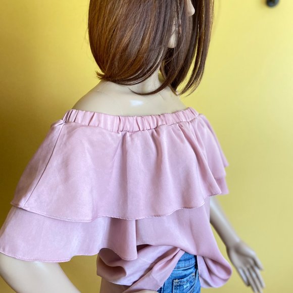 Rose colored off the shoulder top by Miami - Picture 4 of 8